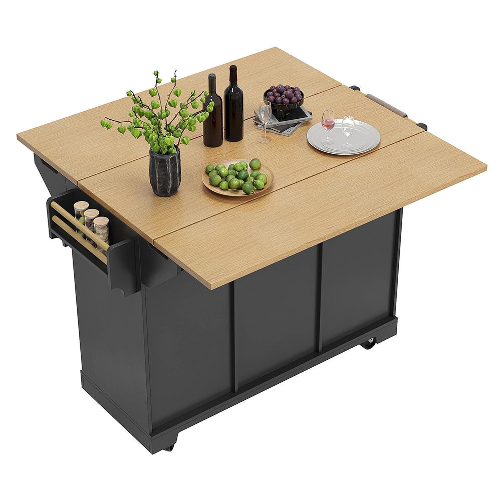 Isola cucina mobile - Xylo - 120x40x95cm nero/bianco 3 cassetti