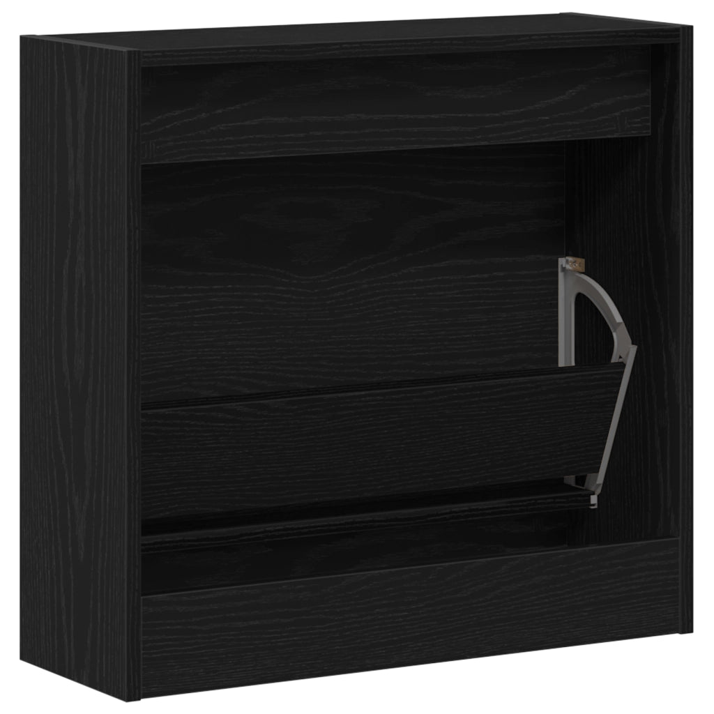 Mobile per Scarpe Nero Rovere 60x21x57 cm Legno Ingegnerizzato