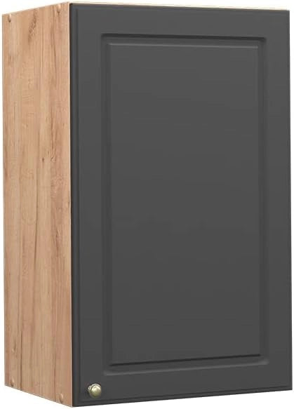 Mobile angolare da cucina Fame-Line, Nero a righe, 57 cm, per la combinazione con altri moduli della serie Fame-Line
