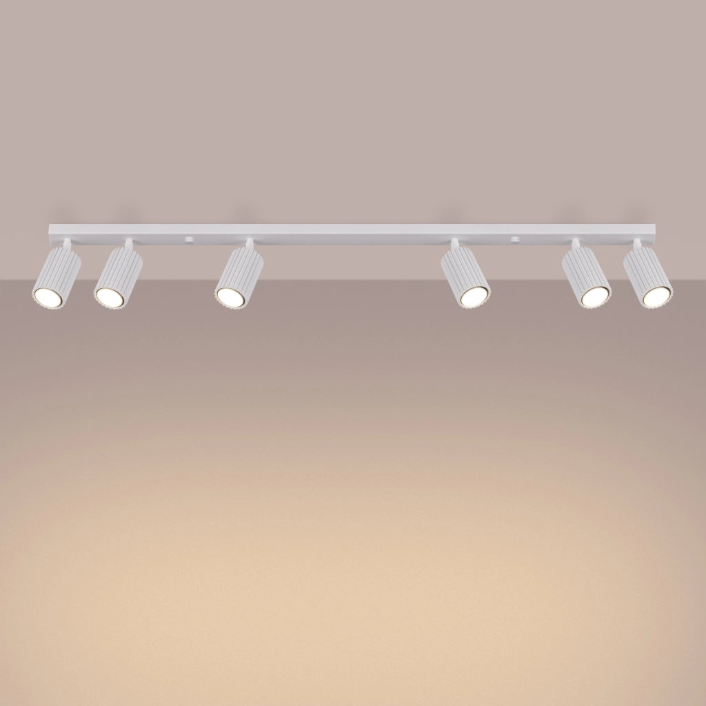 Plafoniera barra bianca 117cm 6 faretti GU10 Pure Lume