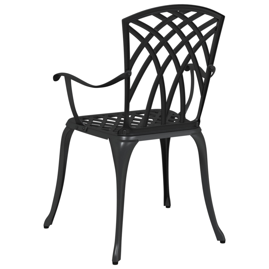 Sedia da giardino  2 pz Nero in alluminio pressofuso