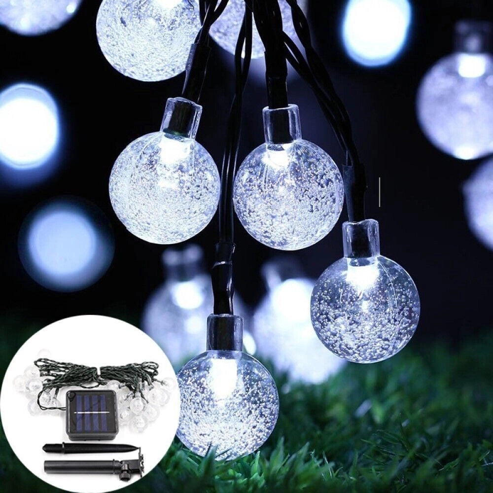 Luci Di Natale Catena 60 LED TUBO ad Energia Solare 11 mt luce bianca QP11M60
