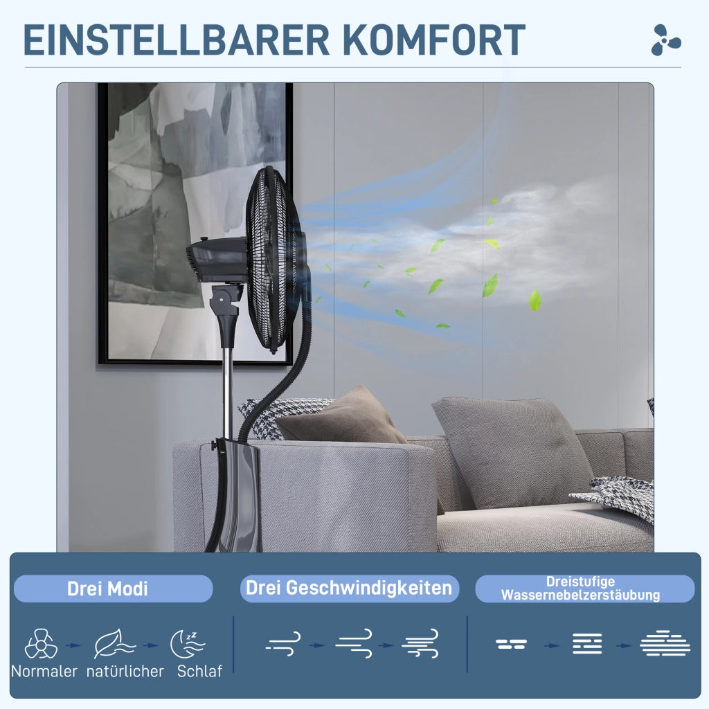 Ventilatore a colonna con umidificatore, silenzioso, telecomando, nero ¨C zephmum ¨C mobile