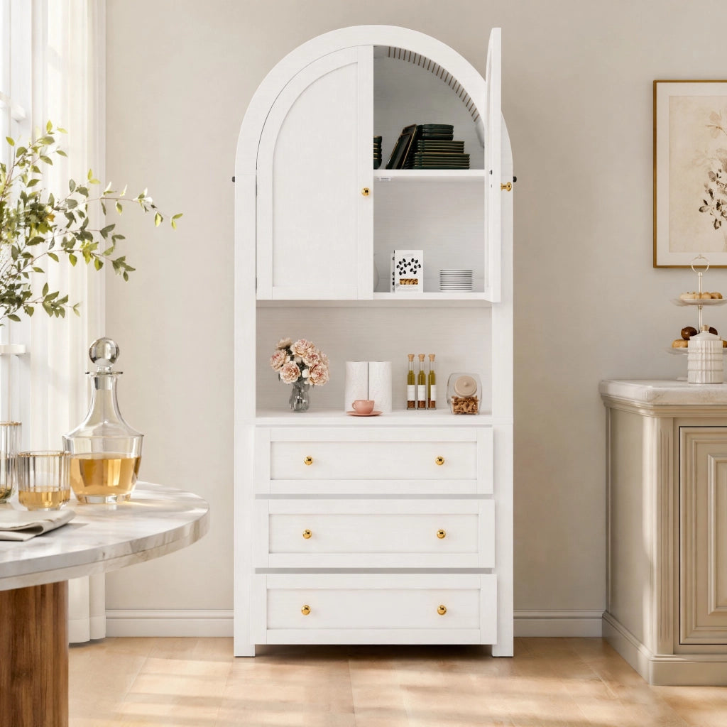 ARMADIO alto 70x35x180 cm in MDF bianco con 3 cassetti