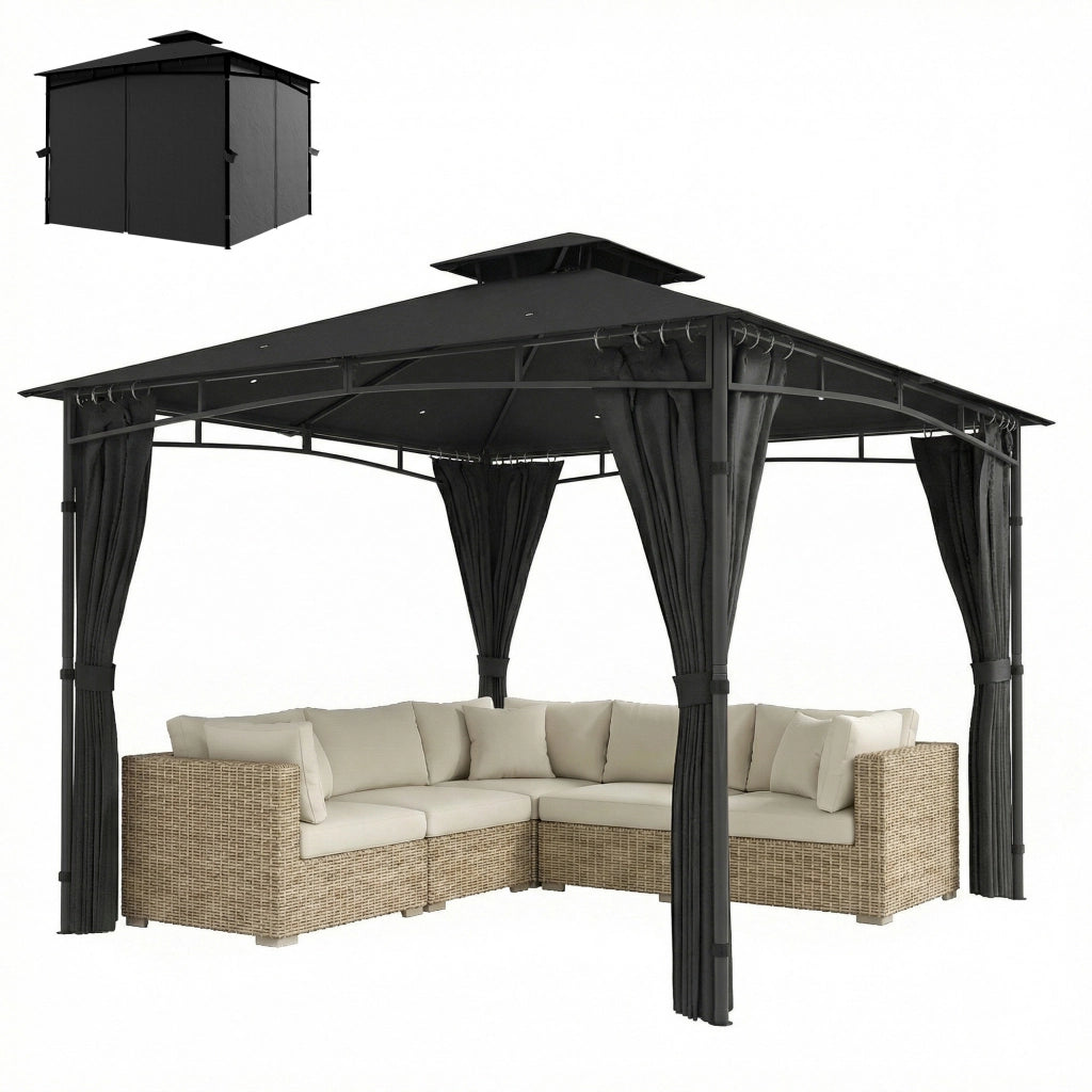 Gazebo da giardino ¨C zephmum ¨C 3x3m grigio antracite