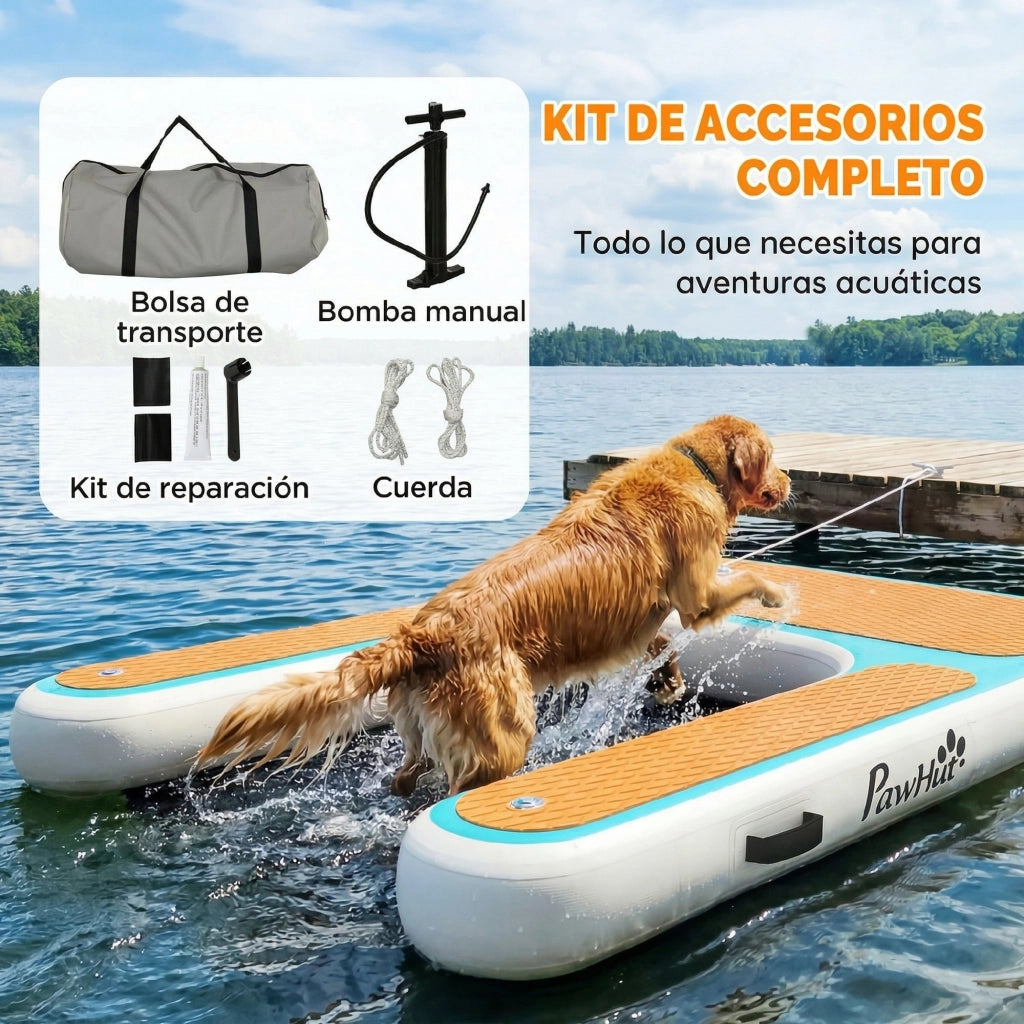 Rampa per Cani Gonfiabile per Piscine Barche Laghi ¨C zephmum ¨C Grigio 151x102 cm Superficie Antiscivolo EVA