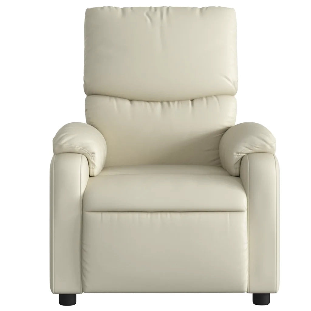 Poltrona Massaggiante | Sedia Relax Elettrica Reclinabile Crema Similpelle