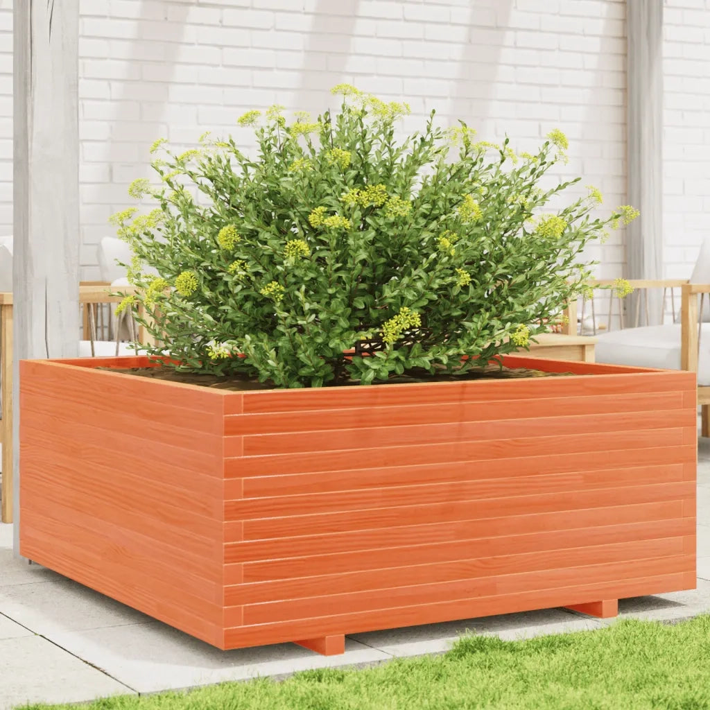 Fioriera Giardino Marrone Cera 110x110x49,5 Legno Massello Pino 3282546