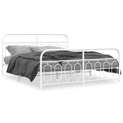 Letto matrimoniale | Letto per adulti | Giroletto con Testiera e Pediera Metallo Bianco 183x213 cm