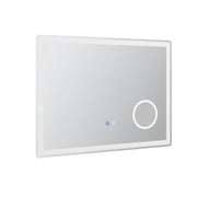 Specchio da bagno a LED con ingrandimento 3x e funzione touch, 80x60 cm, 3 colori di luce, antiappannamento.