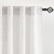 Set di tende in lino trasparente - Cortine moderne a due pezzi per finestre di balcone - Soggiorno camera da letto - 215 x 140 cm - Bianco cristallo.