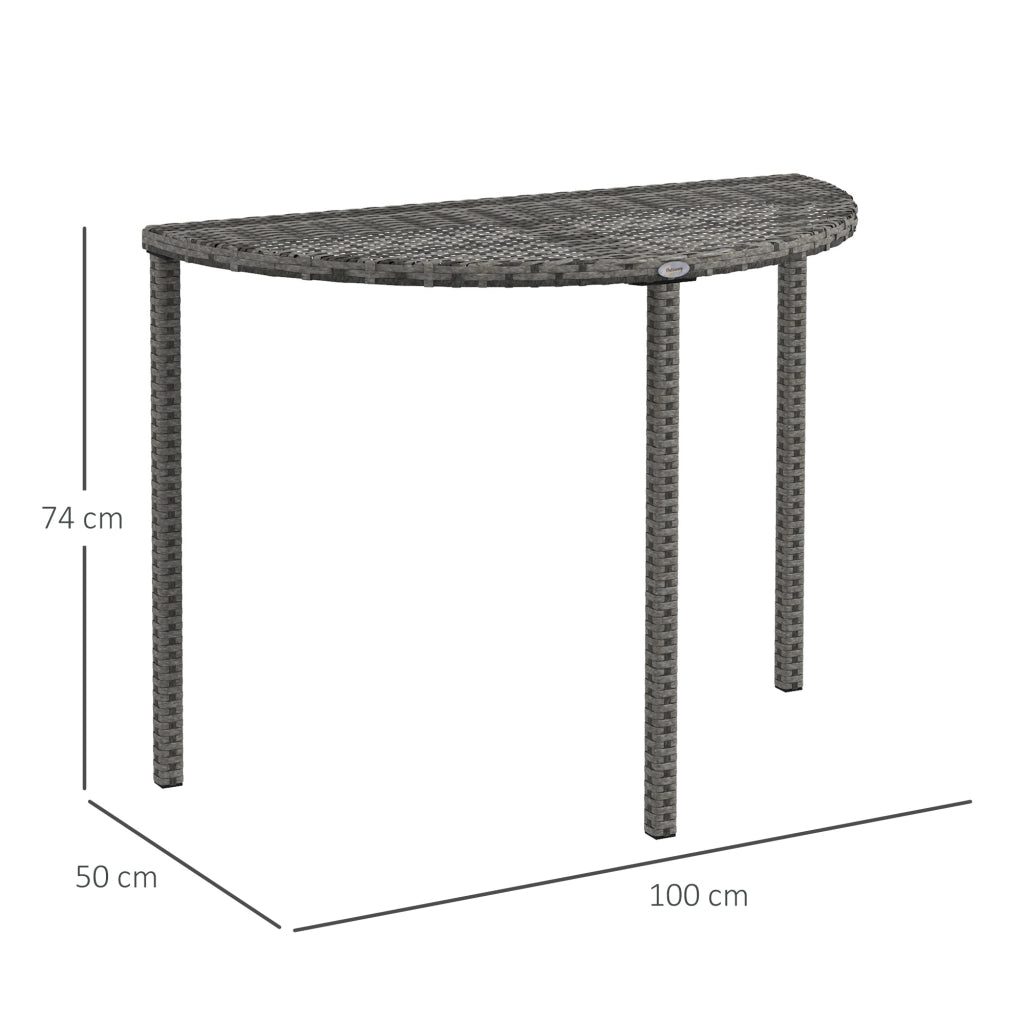 Tavolino da balcone semicircolare ¨C zephmum ¨C Polyrattan grigio 100x50x74