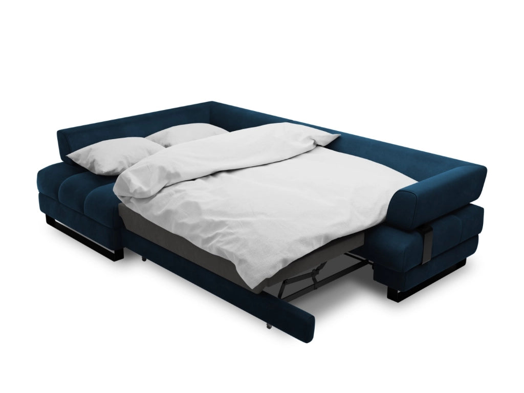 Cosmopolitan Design - Divano convertibile angolare sinistro con contenitore "Clinton" 5 posti in velluto blu reale 