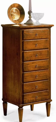 Cassettiera 7 cassetti in legno arte povera tinta noce l.49 x p.37 h.106 (6016) - Mobili 2G