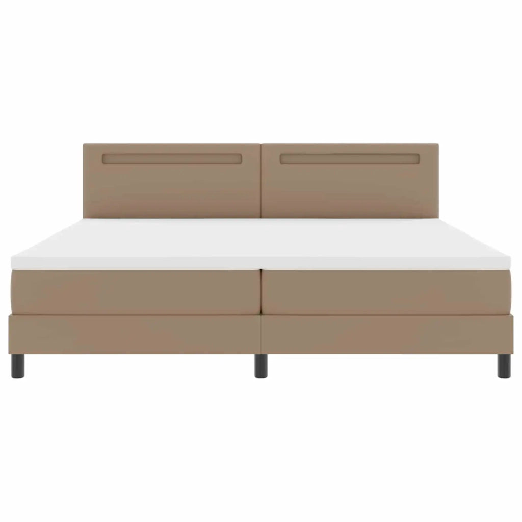 Letto a molle con led Cappuccino 200 x 200 cm Pelle sintetica 3339067
