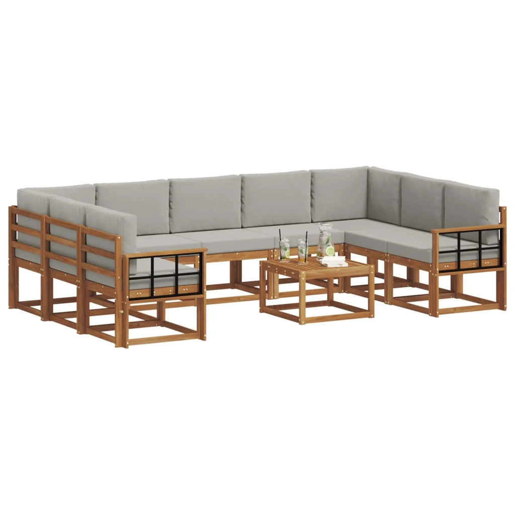 Set di divani da esterno 10 pcs Grigio Naturale e Chiaro 3367029