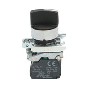 Selettore a 3 posizioni con ritenuta nero 2NO, 24V/10A, TB4-BD33 Breckner Germany