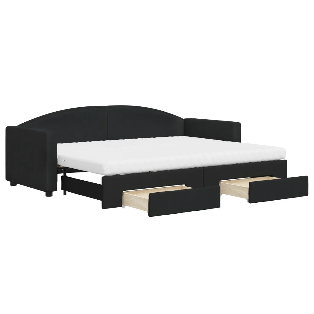 Divano Letto Estraibile con Cassetti Nero 80x200 cm in Tessuto 3197239
