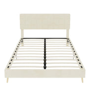 Letto Matrimoniale 160x200 cm; Testiera Trapuntata in Velluto Beige