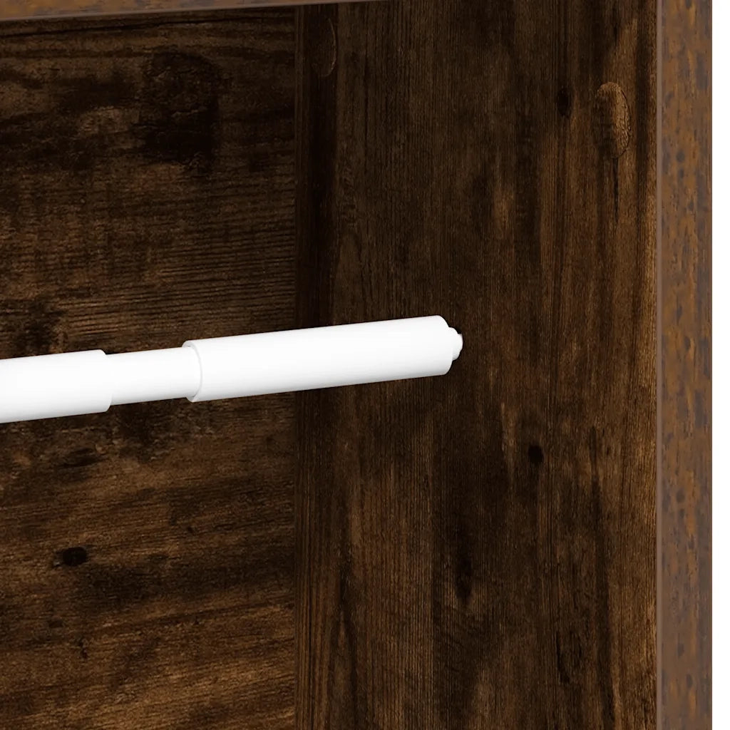 Mobiletto da bagno con portarotolo rovere affumicato 20,5x20x90 cm 858510