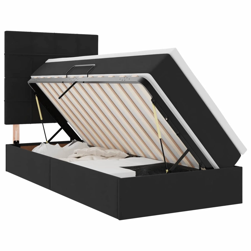Letto con contenitore e materasso Nero 100 x 200 cm Velluto