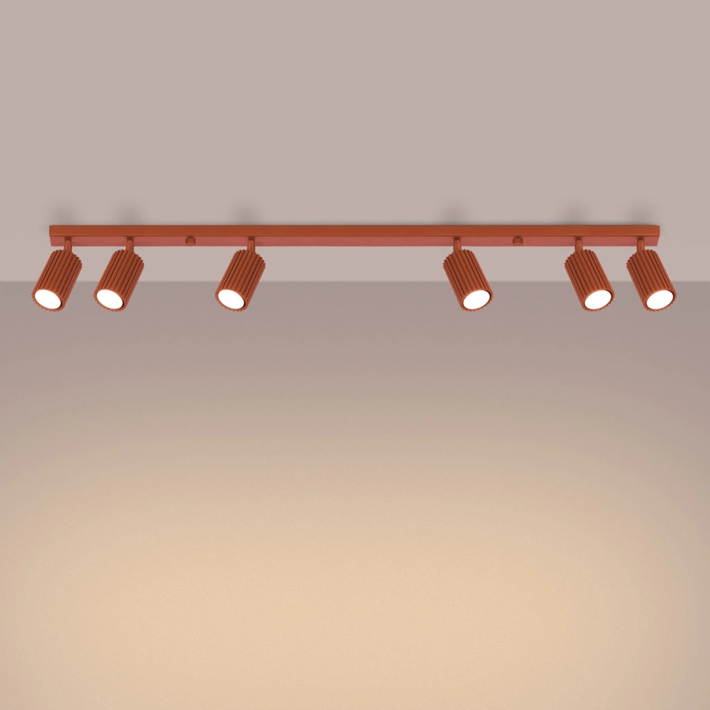 Plafoniera moderna ocra rossa 117 cm orientabile 6xGU10 Pure