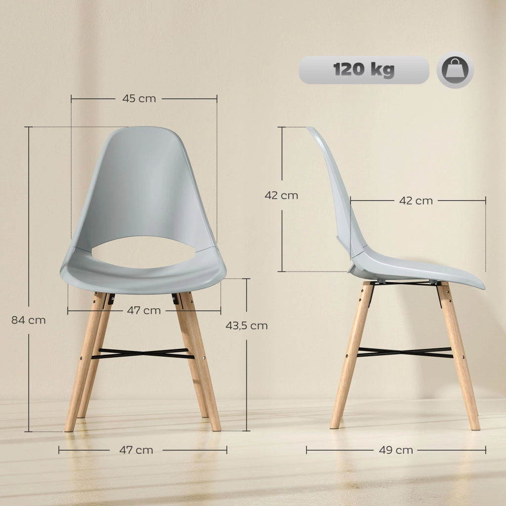 Set 2 Sedie da Pranzo ¨C Xylo ¨C Schienale Curvato Plastica Grigio Gambe Legno