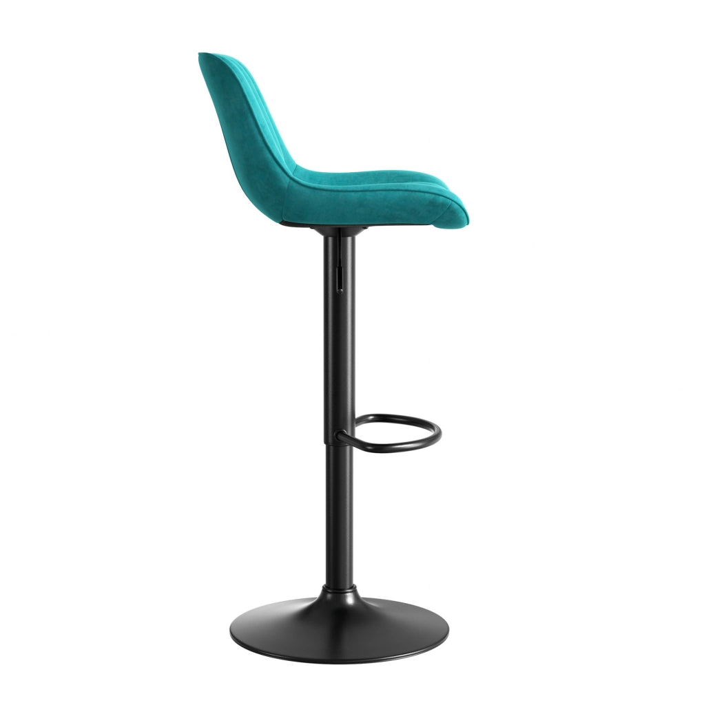 Sgabello da bar girevole blu in velluto, altezza regolabile, set da 4