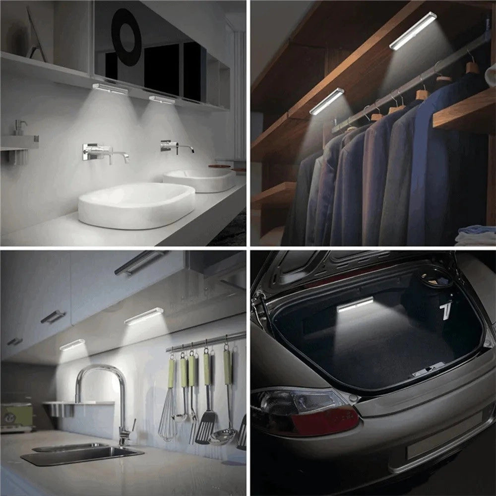 Trade Shop - Luce Di Sicurezza Led Batteria Ricaricabile Sensore Movimento Magnetica Q-led80 -