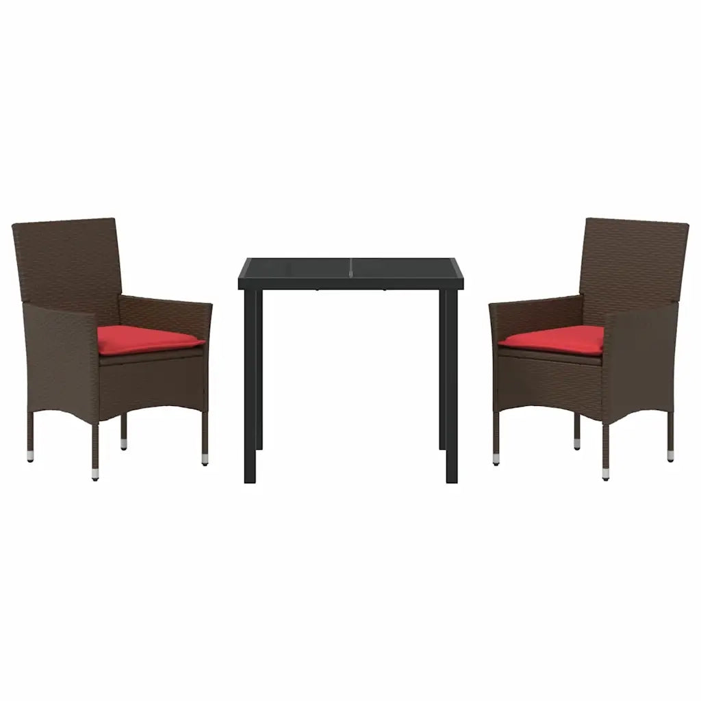 Set di tavolo e sedie con cuscino 3 pcs Marrone Rattan in PE 3379821