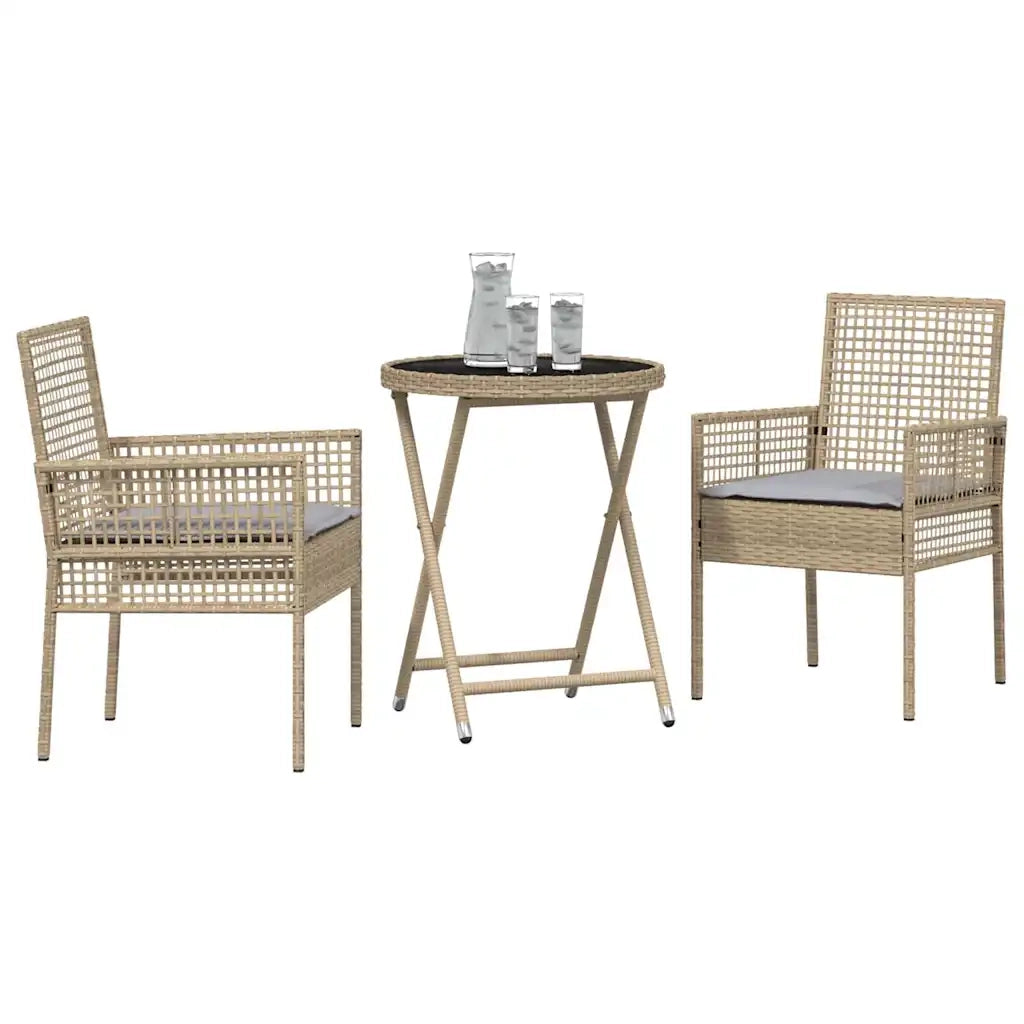 Set Bistro da Giardino 3 pcs Beige polyrattan 3334965
