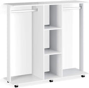 Armadio multifunzione Robbie, Bianco, 130 x 120 cm, su ruote per posizionamento flessibile e facile spostamento