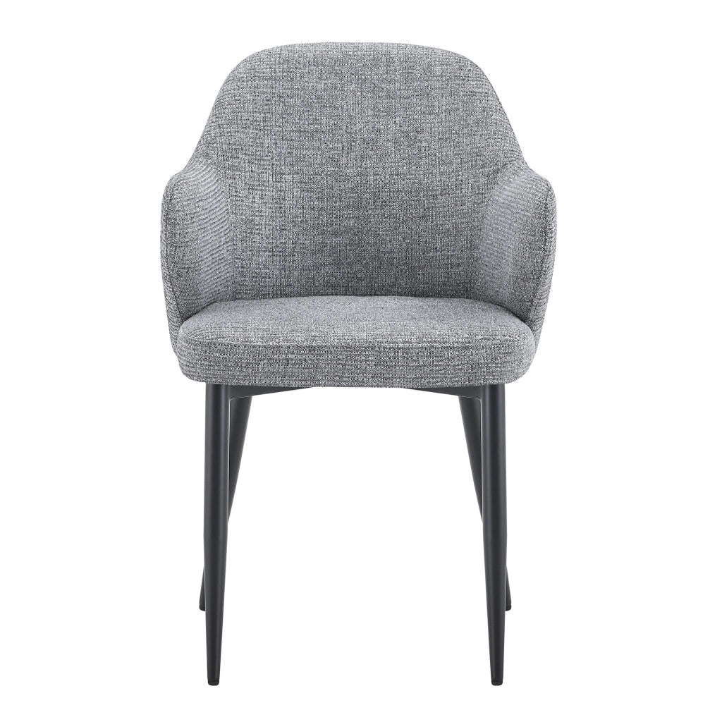 Set di 2 sedie da pranzo 83 cm con schienale avvolgente in tessuto e metallo; grigio e nero