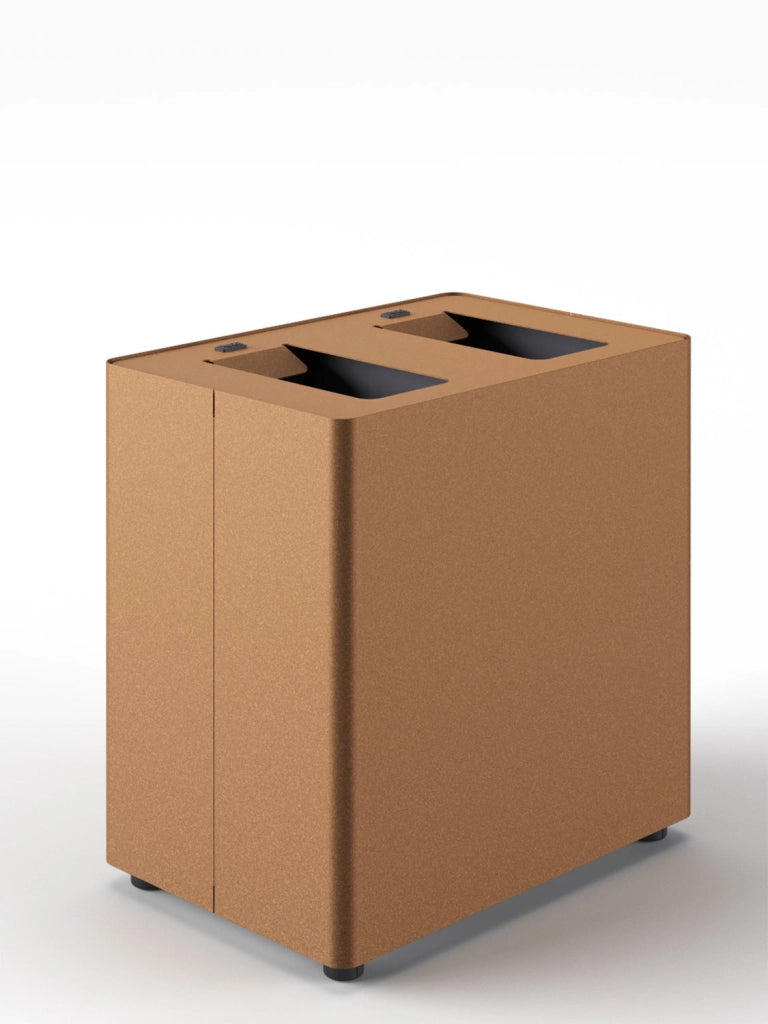 Pattumiera a 2 Scomparti Totale 48 L 48,5x33x49 cm con Contenitori Interni in Acciaio Verniciato Corten