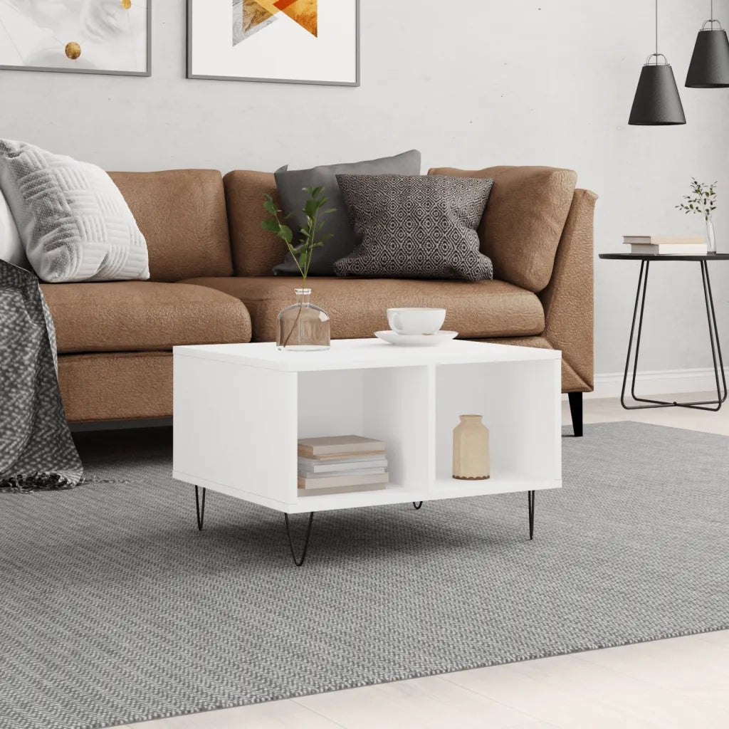 Tavolino da salotto | Tavolino da caff¨¨ | Tavolino da Soggiorno Bianco 60x50x36,5 cm in Legno Multistrato