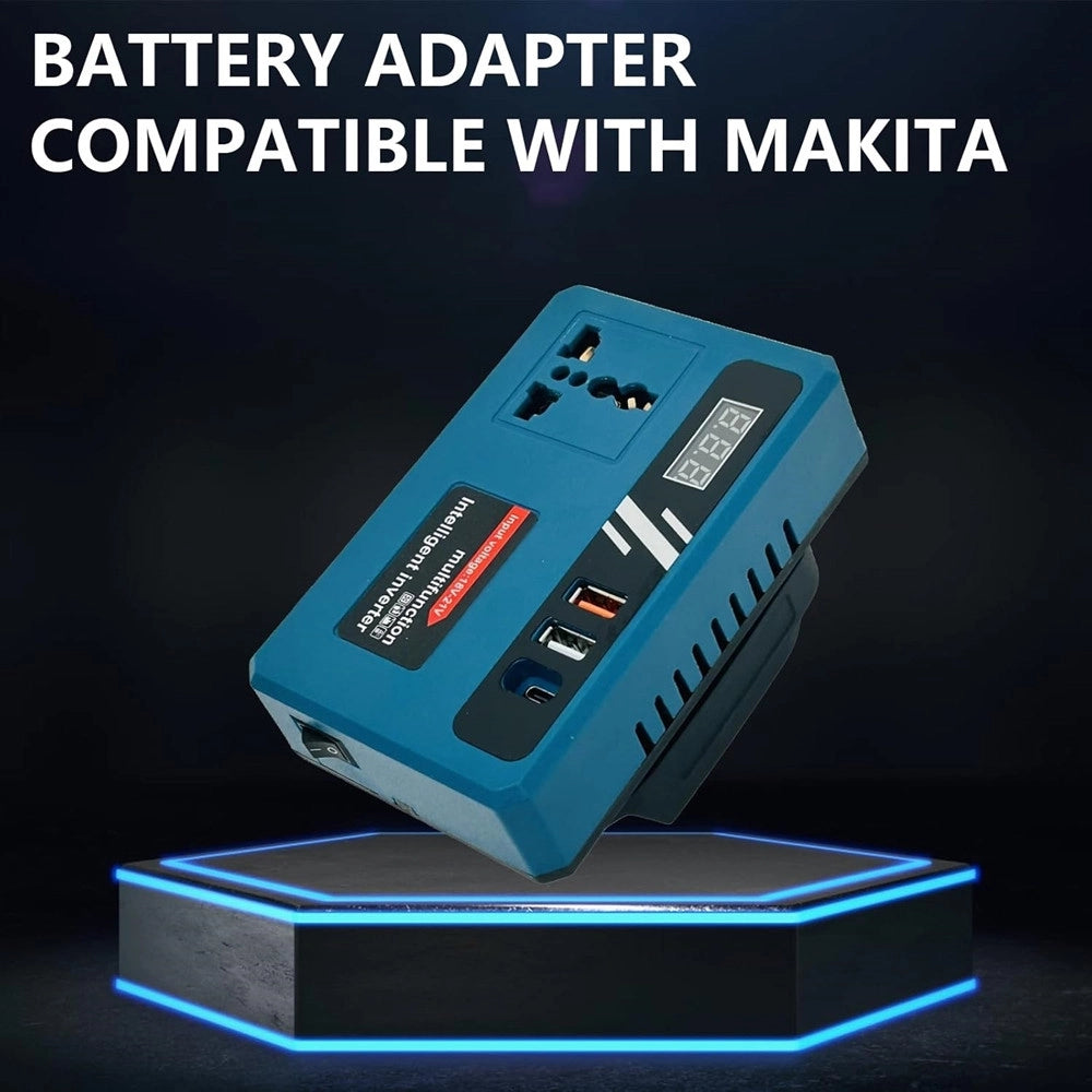 Trade Shop - Convertitore Di Batteria Per Makita 18v 150w Tensione 220v Dc 5v 2 Usb 1 Usb-c Adattatore -