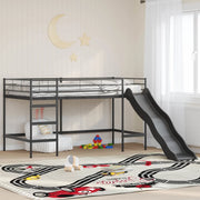 Letto loft per bambini con scivolo Nero e antracite 80 x 200 cm