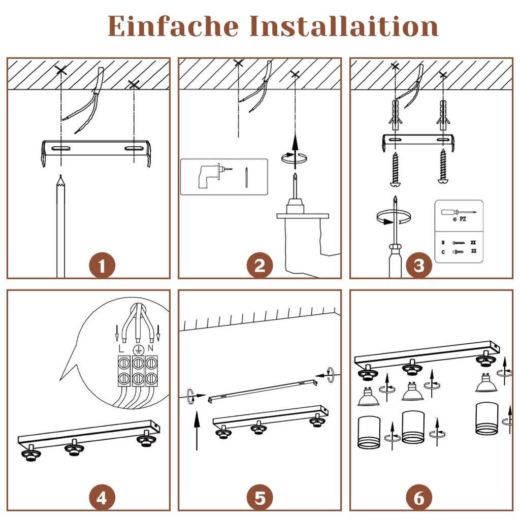 ZMH Faretto da soffitto bianchi 3 luci GU10 metallo orientabili moderni per camera letto sala pranzo senza lampadina