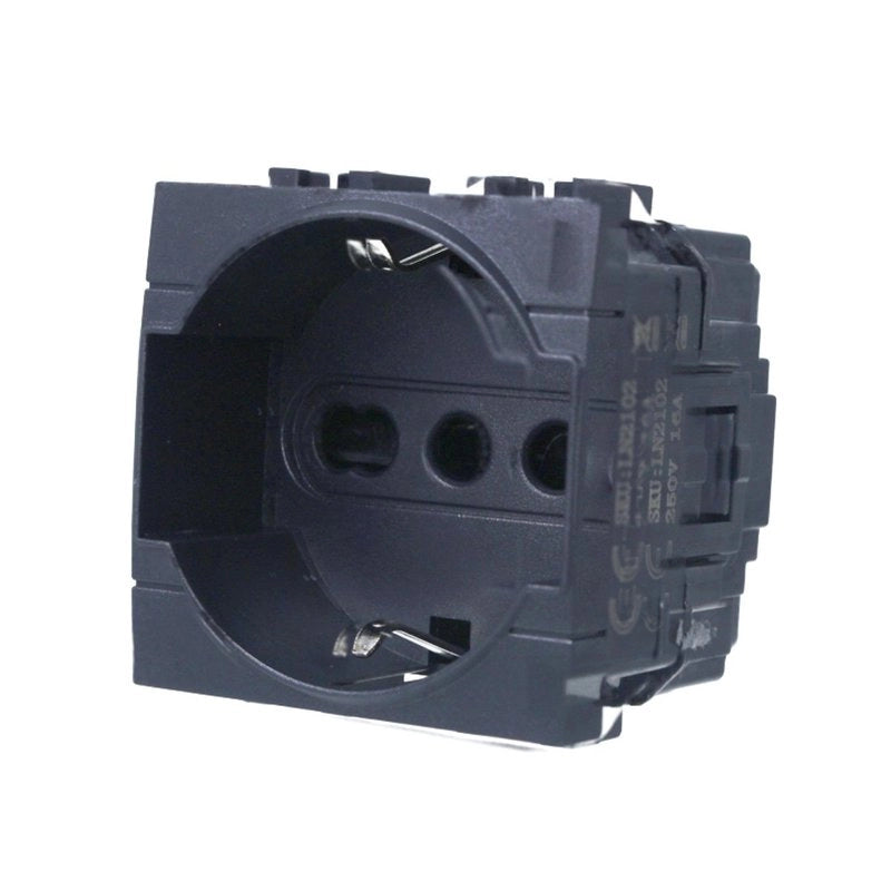 Presa Schuko 2P+T 16A Colore Nero Compatibile Con Bticino Living International