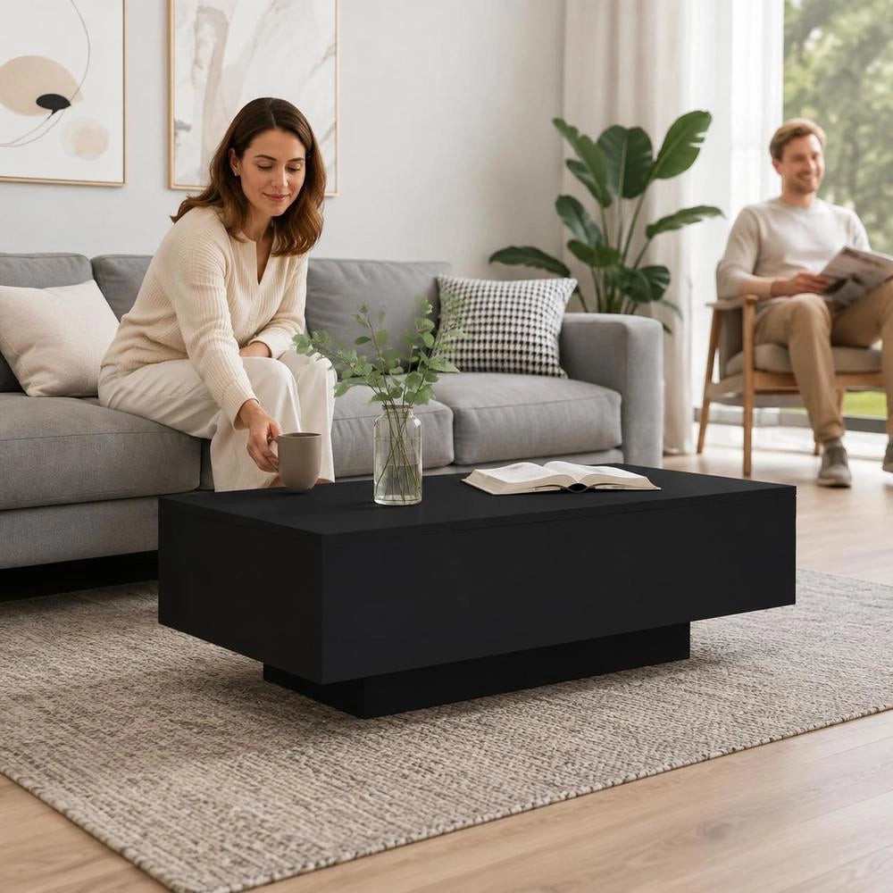Coffee Table Black 100x49.5x31 Cm Wood Material