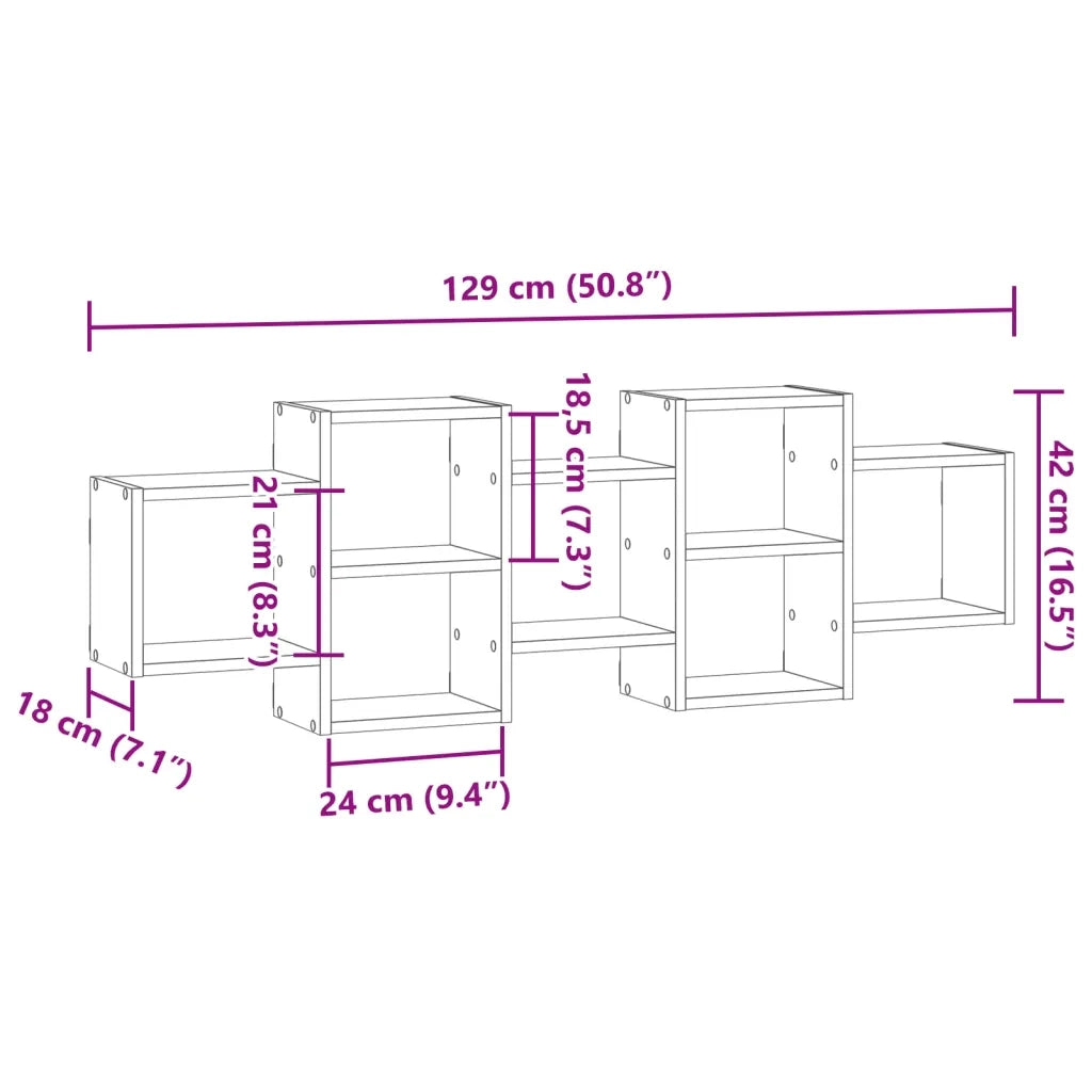 vidaXL Scaffale a Parete Rovere Sonoma 129x18x42 cm in Truciolato