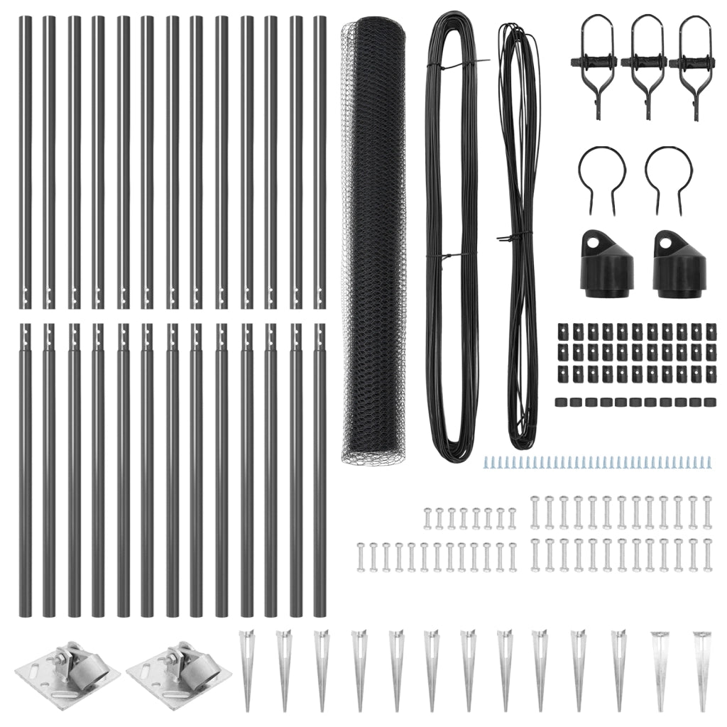 Set di Recinzione Set di 2 Grigio Metallo, Plastica 25 x 1.2 m