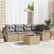 Set Divano da Giardino con cuscino 6 pcs Beige Poly Rattan 3354039
