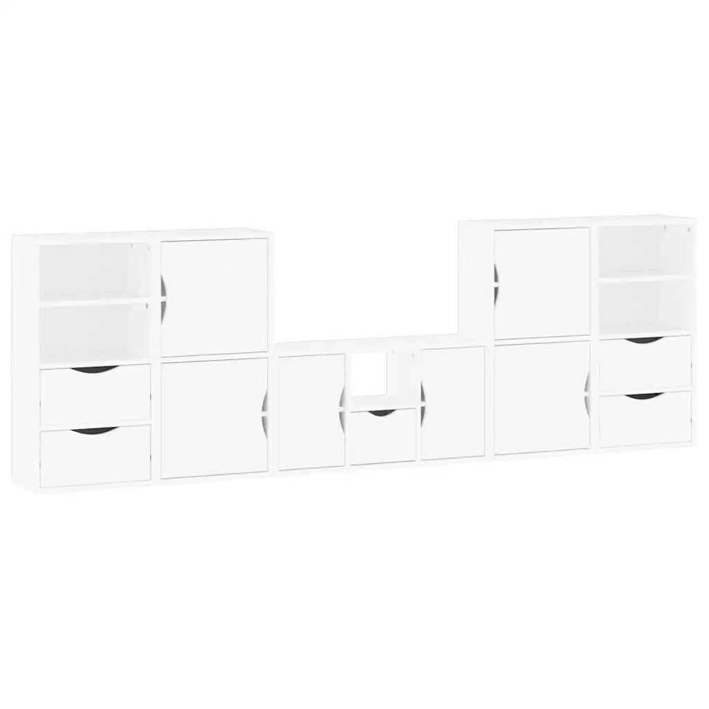 Mobile TV 5 pz con Contenitore ODDA Bianco in Legno di Pino 3365383