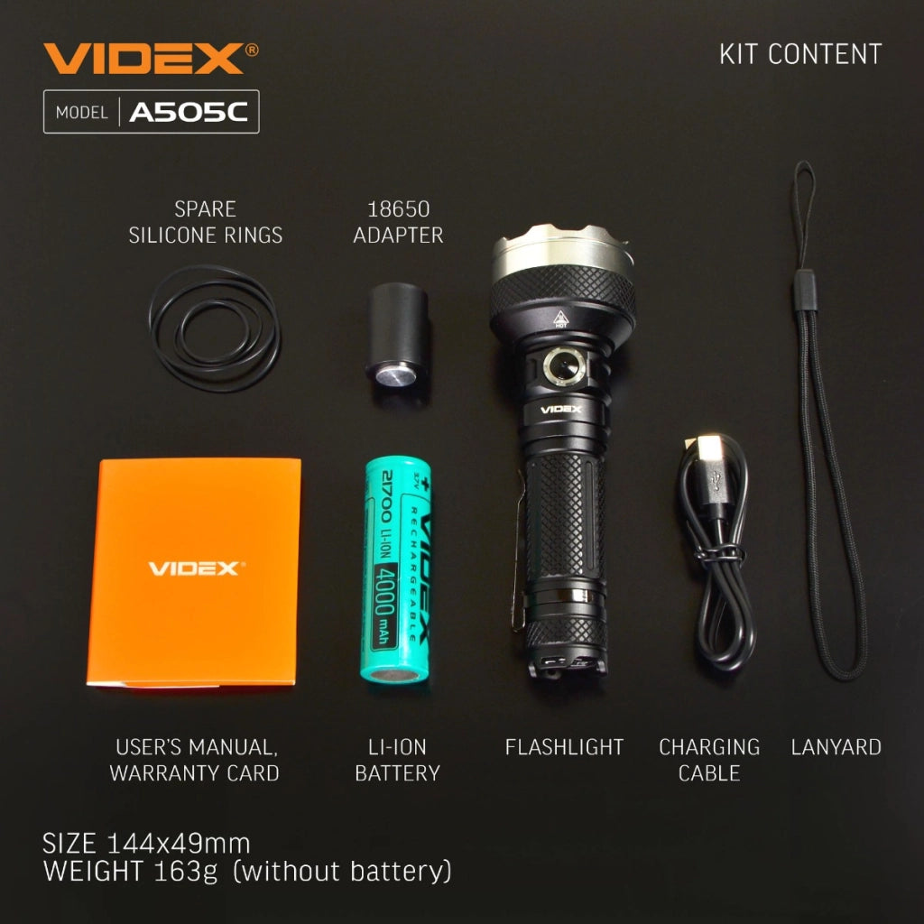 Torcia tattica Videx VLF-A505C 5500lm 500m IP68 ricaricabile
