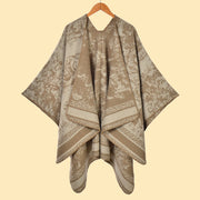 Sciarpa/stola da donna, stile foresta, spessa e calda, in cashmere, double face, con spacchi
