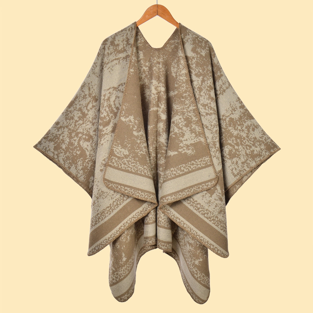 Sciarpa/stola da donna, stile foresta, spessa e calda, in cashmere, double face, con spacchi