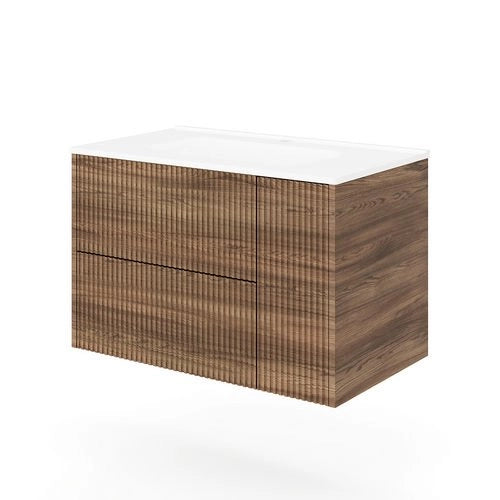 Base sospesa con cassetti cm 80 mod. TRIO CANNETTATO - Tabacco