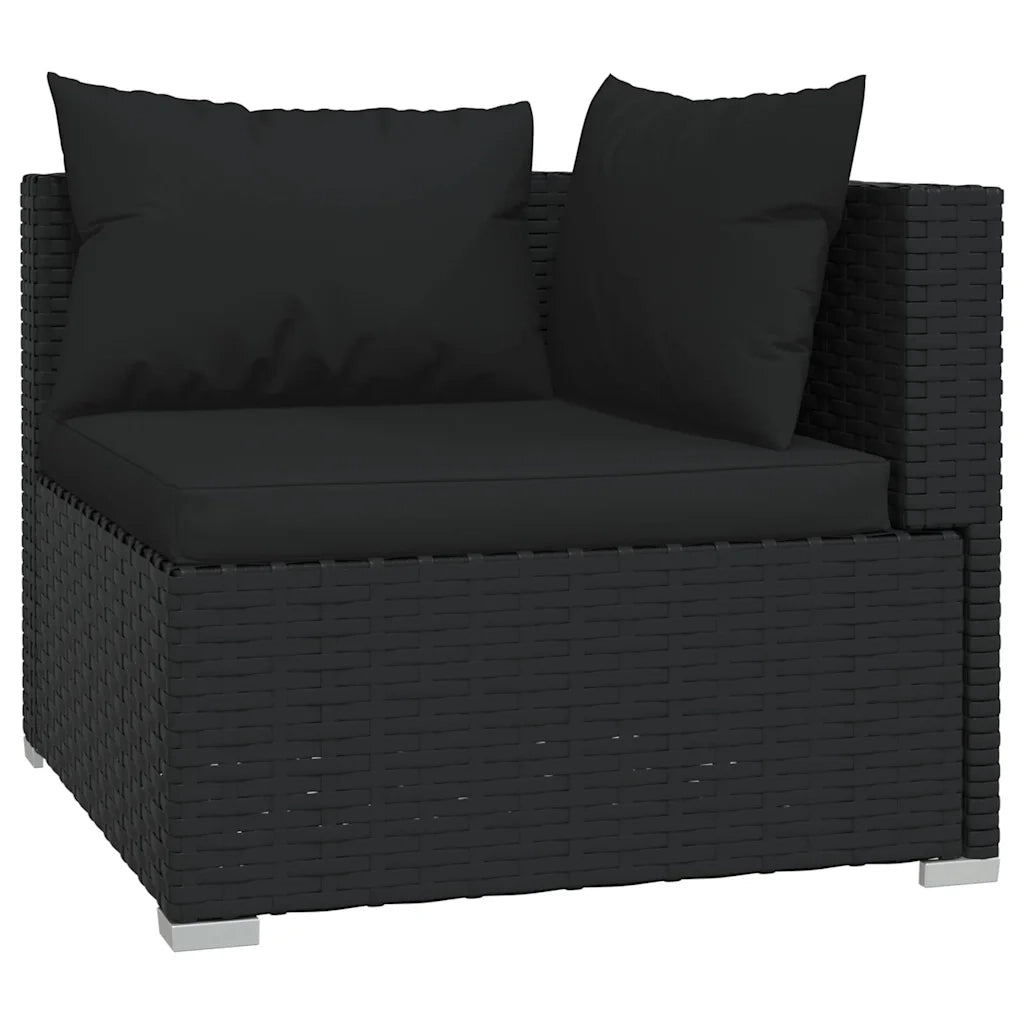 Salotto da Giardino-Set Divani da Giardino 3 pz con Cuscini in Polyrattan Nero 414544