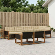 Set di divani da esterno con cuscino 7 pcs Naturale e Beige